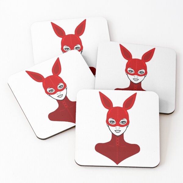 Item preview, Animation portrait of l girl in a red suit and mask rabbit.  designed and sold by YanaZvereva.
