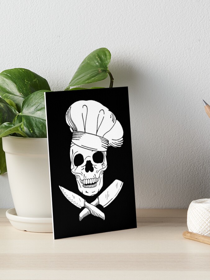 Skull Wearing Chef Hat and Crossed Kitchen Knives Art Board Print for Sale  by HotHibiscus