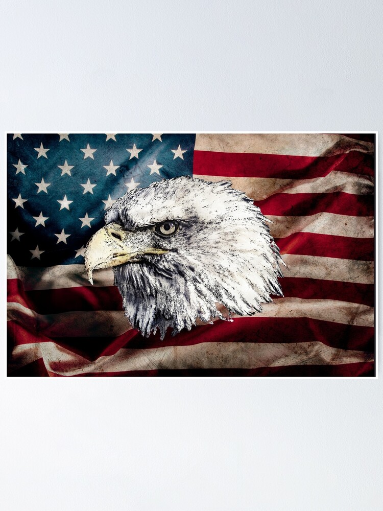 Poster for Sale avec l'œuvre « Drapeau américain drapeau aigle