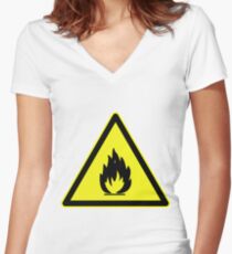 Fire Hazard Symbol Women's Fitted V-Neck T-Shirt