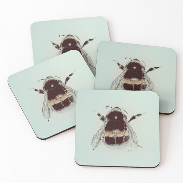 Item preview, Bumblebee art work design on duck egg blue background designed and sold by Jennifer Morcom.