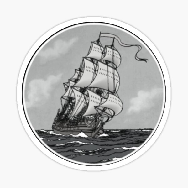 Segelschiff La Licorne in Schwarz und Weiß Sticker