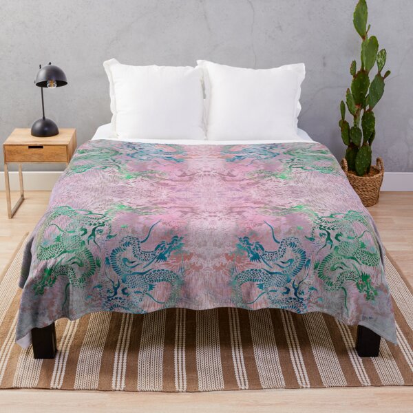 Item preview, Peony Dragons Antique Stencil | Chinoiserie Chic Watercolor Print - Petal Pin designed and sold by AndreaHelmArt.