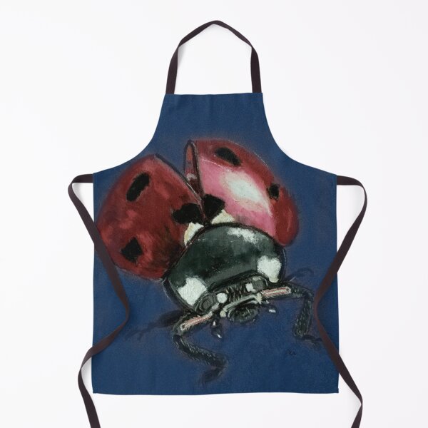 Item preview, Red Lady Bird insect hand painted on blue background designed and sold by Jennifer Morcom.