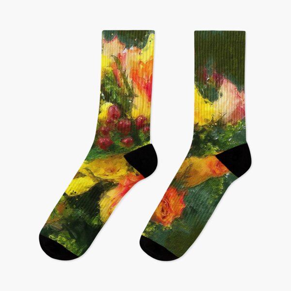 Item preview, Floral design with bright yellow and red hybrid roses designed and sold by elaine hickling.
