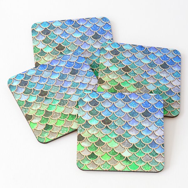 Item preview, Green Emerald And Blue Mermaid Scales designed and sold by MysticMarble.