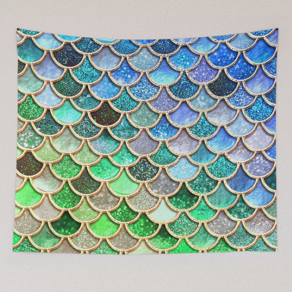 Item preview, Green Emerald And Blue Mermaid Scales designed and sold by MysticMarble.