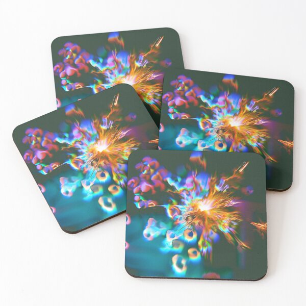 Item preview, Pink Orange Green Yellow Distorted Lens Flare Pattern on Dark Background designed and sold by simplysharon.