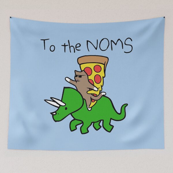 Item preview, To The Noms! (Cat And Pizza Riding Triceratops) designed and sold by jezkemp.