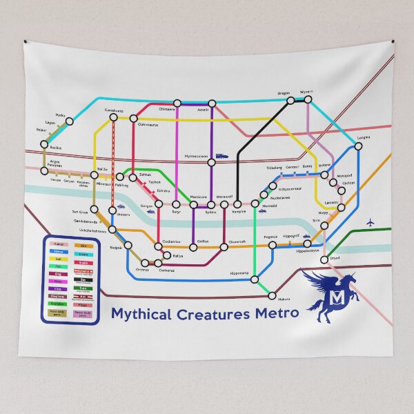 Item preview, Epic Mythical Creatures Underground Map designed and sold by jezkemp.