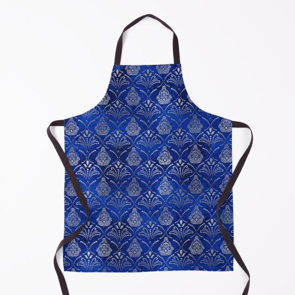 Item preview, Hamsa Hand pattern -silver on blue glass designed and sold by Nartissima.