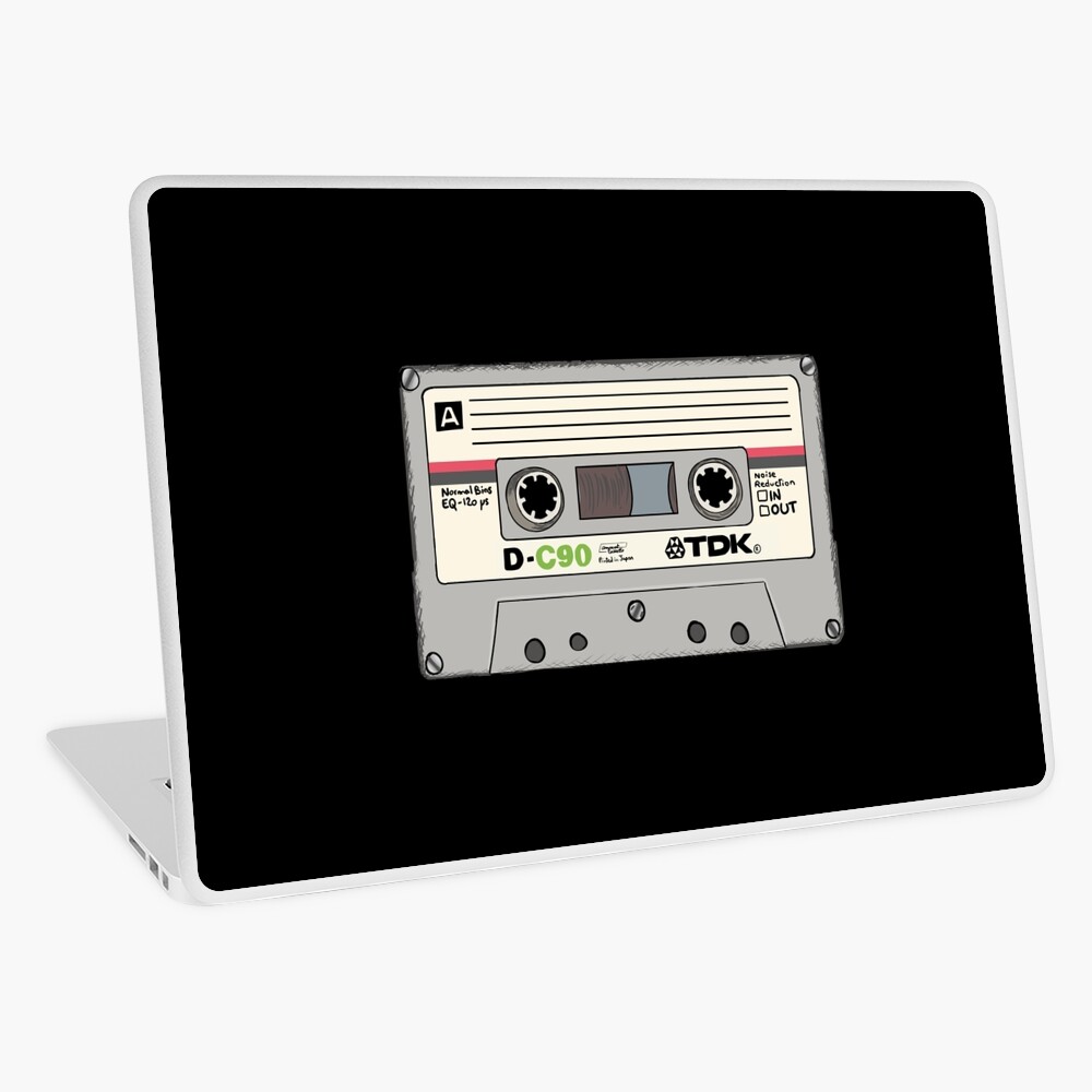 Carte de vœux avec l'œuvre « Audio cassette vintage dessin au trait avec  ombre » de l'artiste Catcrea