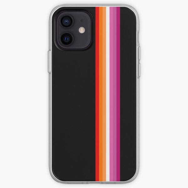 Sunset lesbian flag with thin vertical stripes iPhone Soft Case