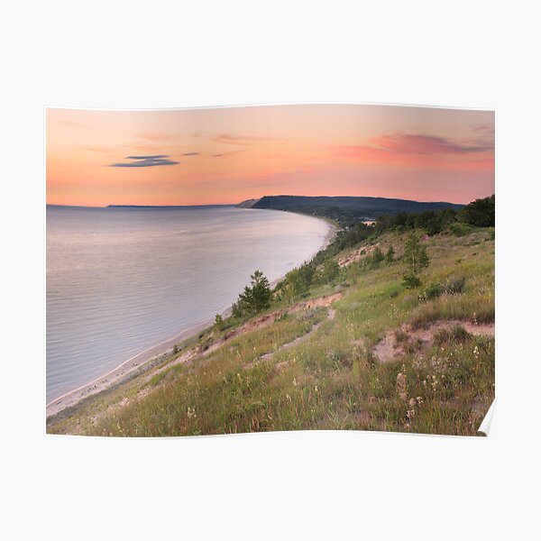 Pink Sunset on Sleeping Bear Dunes from Empire Bluff Poster