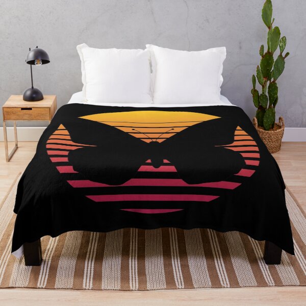Item preview, Black Butterfly on Retro Sunset Background designed and sold by theblueofmyeye.
