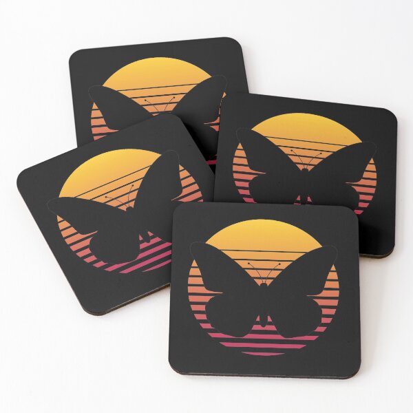 Item preview, Black Butterfly on Retro Sunset Background designed and sold by theblueofmyeye.