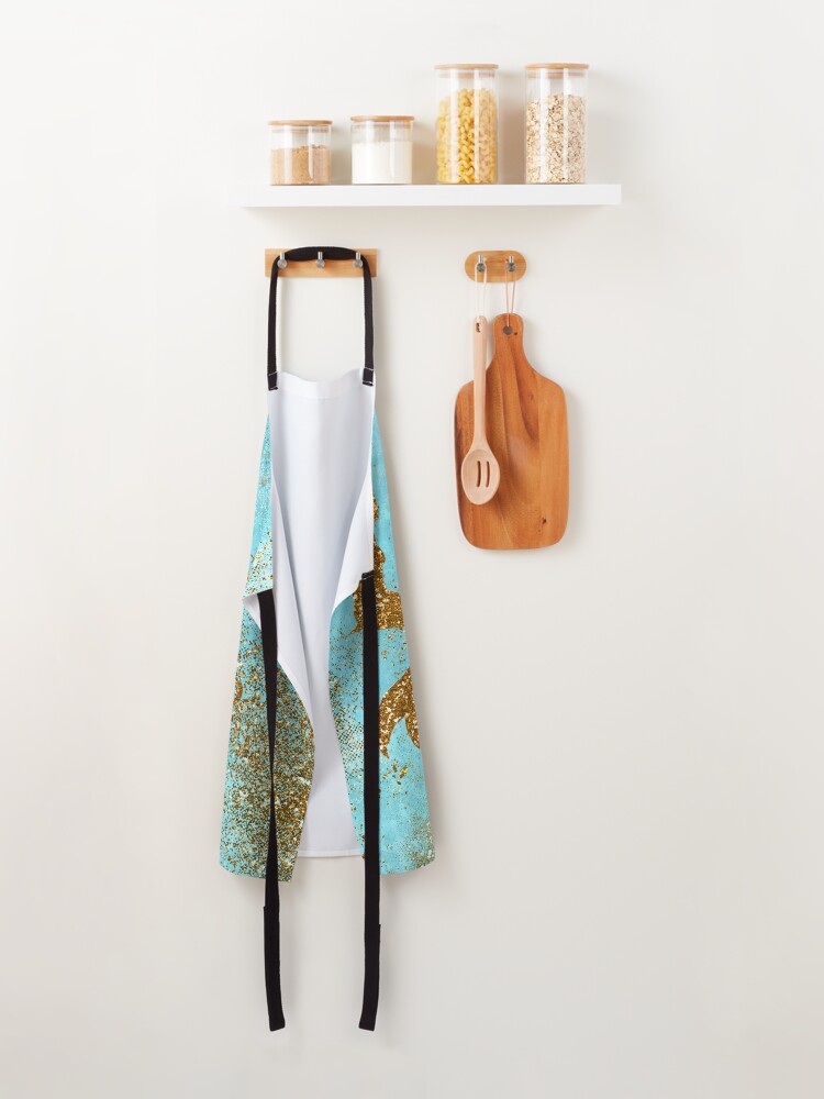 Alternate view of Always be a mermaid- Gold Glitter Mermaid and Typography on Sea Foam Apron