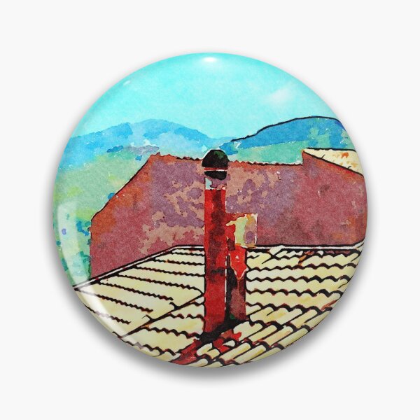 Item preview, Roof with red chimney and mountains designed and sold by Giuseppe Cocco.