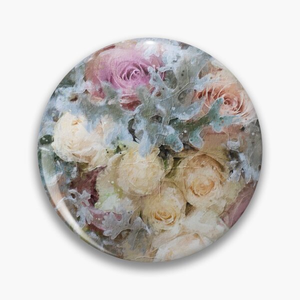 Item preview, Elegance - delicate rose bouquet oil painting in pinks, aqua and cream designed and sold by elaine hickling.