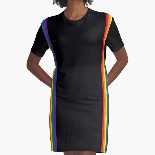 Rainbow on Black Graphic T-Shirt Dress