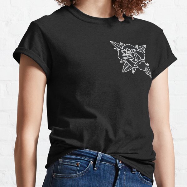 Item preview, Traditional Rose Black & White Classic T-shirt designed and sold by paintedlife.