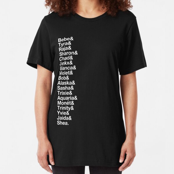 The Original Drag Race Winners List - White Text *Updated 2020* Slim Fit T-Shirt