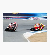 Marco Simoncelli and Valentino Rossi at laguna seca 2011 Photographic Print