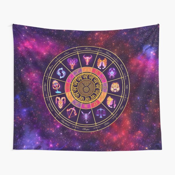 Taurus Zodiac Lightburst - Circle Tapestry