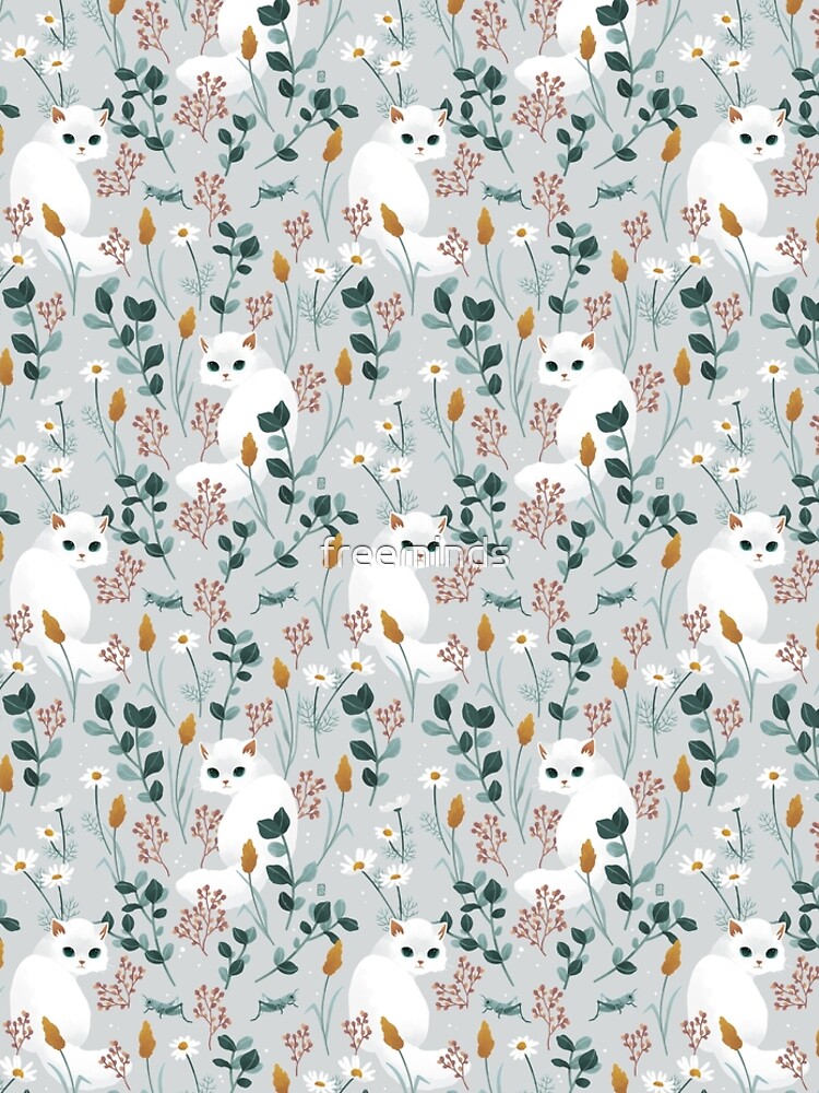 Cat in the meadow pattern by freeminds