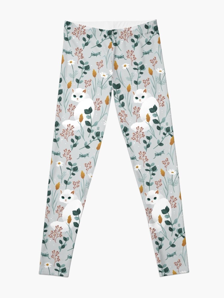 Alternate view of Cat in the meadow pattern Leggings