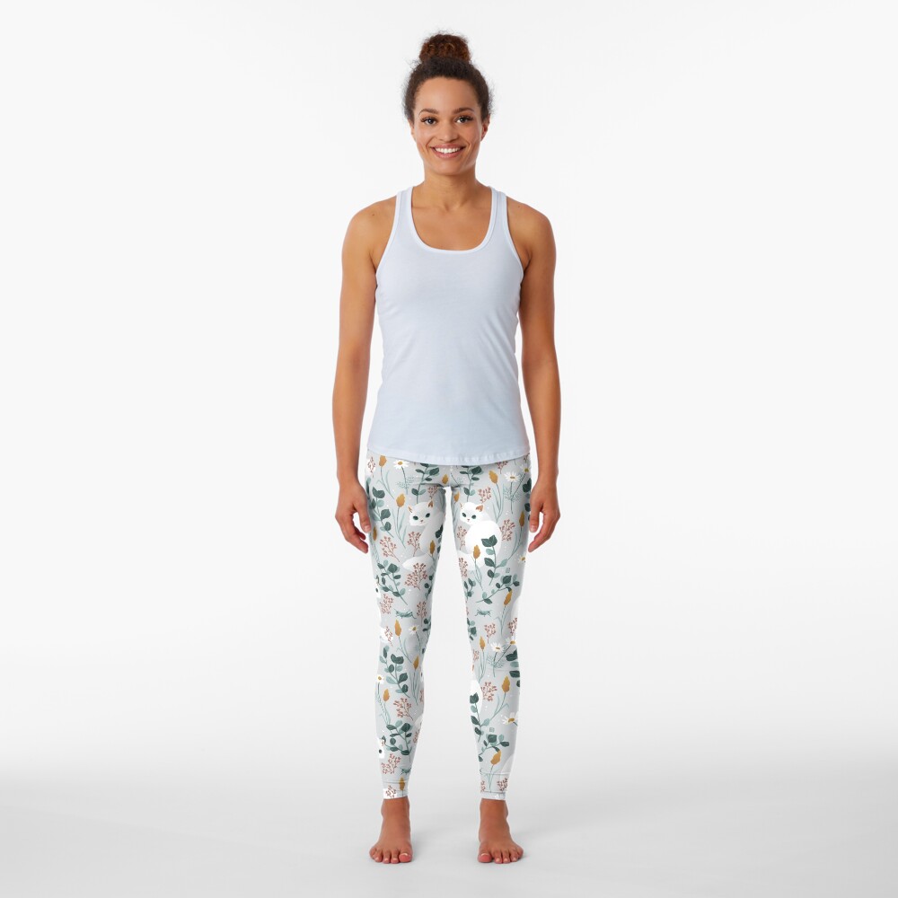 Cat in the meadow pattern Leggings