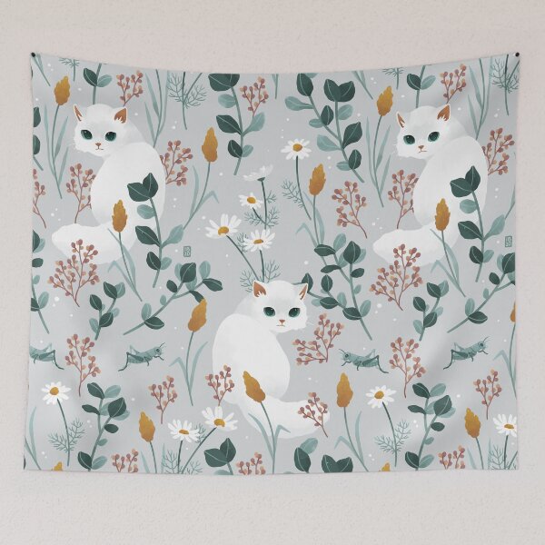 Item preview, Cat in the meadow pattern designed and sold by freeminds.