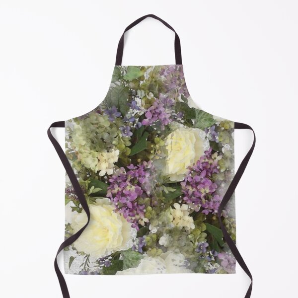 Item preview, All kinds of lovely- a watercolour floral bouquet of cream roses and purple flowers designed and sold by elaine hickling.