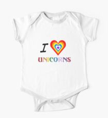 I Love Unicorns (T-Shirt & Sticker) One Piece - Short Sleeve