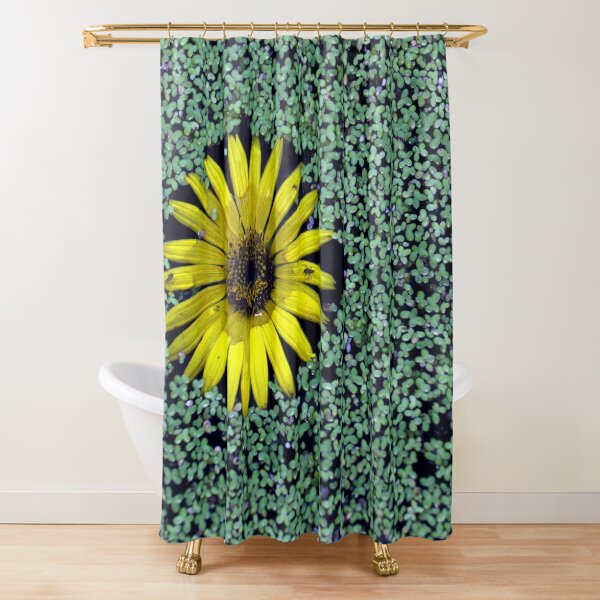 Yellow Flower in Duckweed with Three Little BUGS Shower Curtain