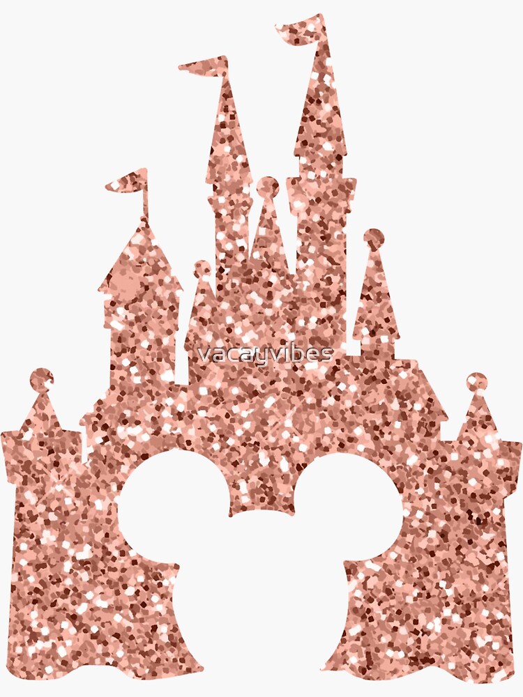 Rose Gold Castle with Silver Glitter Fireworks Cold Cup