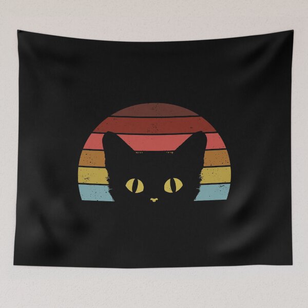Item preview, Retro Vintage Sunset Black Cat Funny Gift  designed and sold by elderberry.