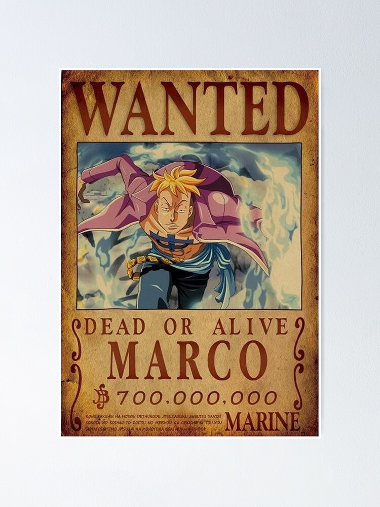 Marco One Piece Wanted Poster By Jstorepro Redbubble