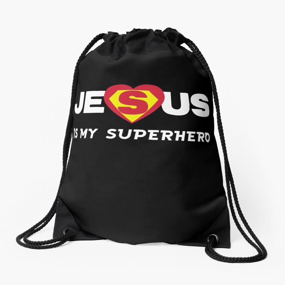 Jesus is my Superhero Drawstring Bag