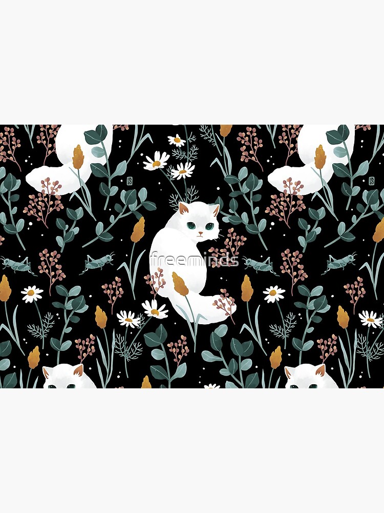 Cat in the meadow pattern 2 by freeminds