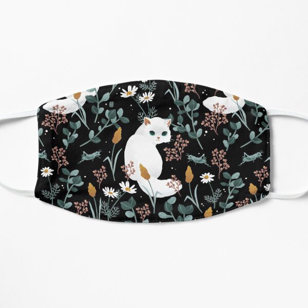Cat in the meadow pattern 2 Flat Mask