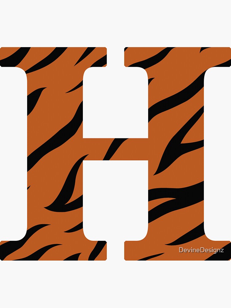 Letter H Tiger Skin Sticker For Sale By Devinedesignz Redbubble