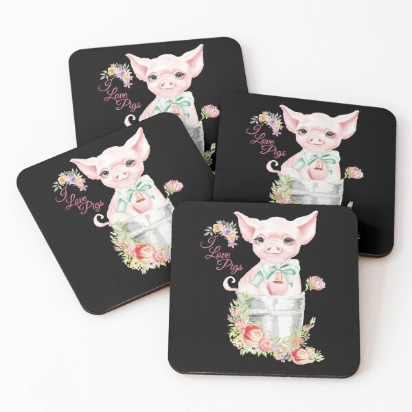 Item preview, I Love Pigs - Baby Pig in Bucket surrounded by Flowers designed and sold by ColorfulMystic.