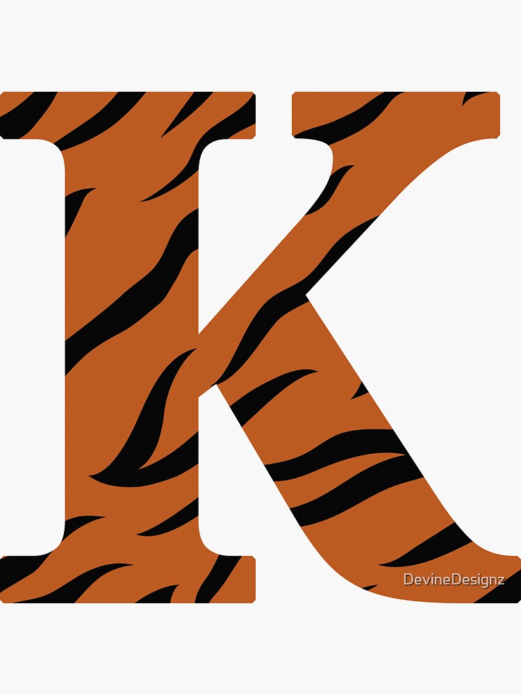 Letter K Tiger Skin Sticker For Sale By Devinedesignz Redbubble