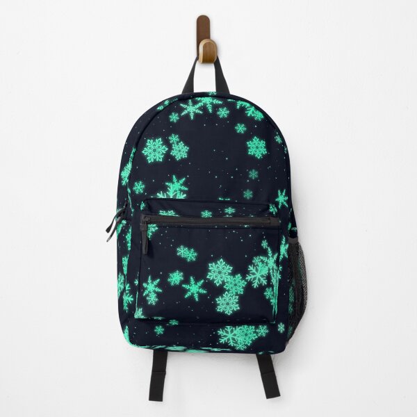 Item preview, Neon Blue green Snowflakes on Black background designed and sold by Crazy-art-land.