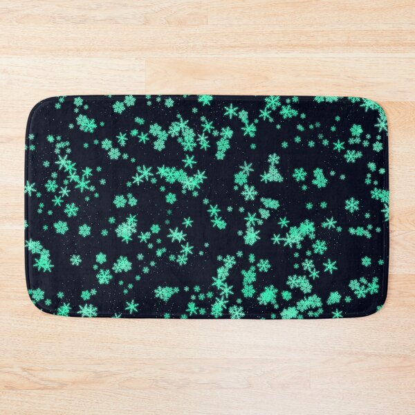 Item preview, Neon Blue green Snowflakes on Black background designed and sold by Crazy-art-land.