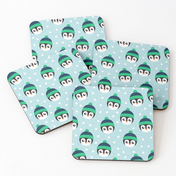 Item preview, Cute Winter Penguins - blue and green designed and sold by littlearrow.