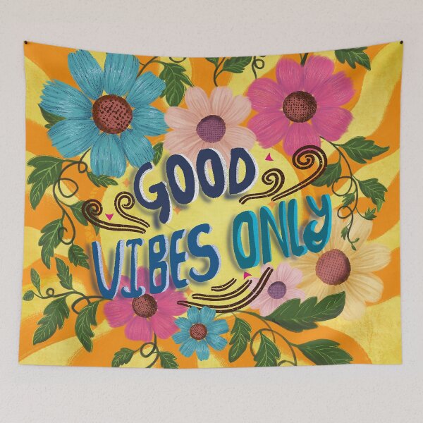 Item preview, Good Vibes Only bright and floral designed and sold by HeadOverEasel.