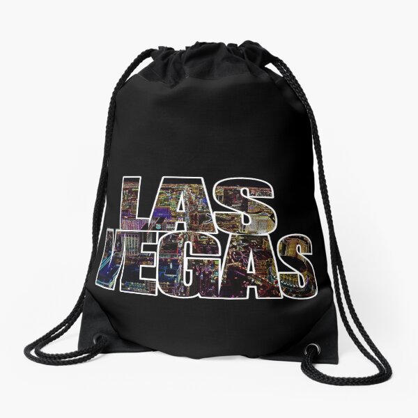 Las Vegas lettering Neon Black Edition Drawstring Bag