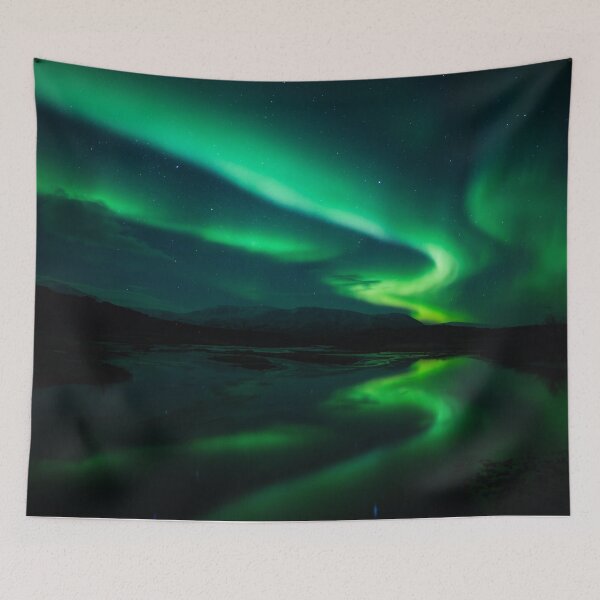 Item preview, Green Northern Lights Over Icy Hill designed and sold by GroveDesigns.